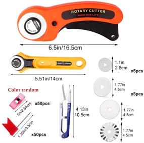 img 3 attached to Fabric Rotary Cutter Set (2-Pack) – 45mm & 28mm Cutters, 12 Extra Blades, A5 & A3 Cutting Mat, Patchwork Ruler, Sewing Clips – Ultimate Craft Supplies for Sewing and Quilting