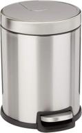 🗑️ stainless steel round soft-close trash can with foot pedal - amazon basics, 5 liter / 1.3 gallon логотип