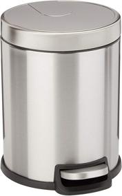img 4 attached to 🗑️ Stainless Steel Round Soft-Close Trash Can with Foot Pedal - Amazon Basics, 5 Liter / 1.3 Gallon
