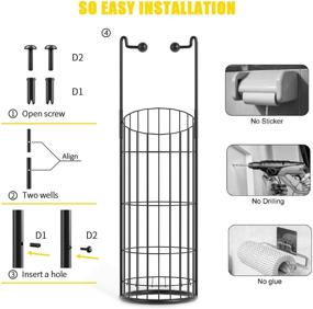 img 2 attached to 🧻 Matte Black Toilet Paper Holder with Storage - Holds 4 Mega Rolls - Free Standing Bathroom Tissue Dispenser