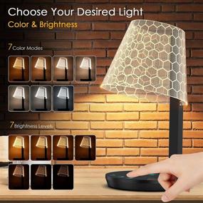 img 2 attached to Wireless Charger LED Desk Lamp - Multifunctional Honeycomb Design, Eye-Caring with 7 Lighting Modes, 7 Brightness Levels, Memory Function, Touch Control - Ideal for Bedside, Living Room, Office