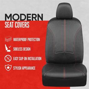 img 3 attached to 🚗 Motor Trend Waterproof Car Seat Covers with Red Stitching - Durable Neoprene Seat Protectors for Front Seats, Easy Installation, Universal Fit Interior Accessories for Auto Truck Van SUV - SpillGuard Technology