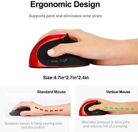 img 1 attached to 🖱️ Red Wireless Mouse 2.4G with Ergonomic Design, Adjustable DPI, Rechargeable Battery, and Nano Receiver for Computer, Notebook, PC, Laptop, MacBook