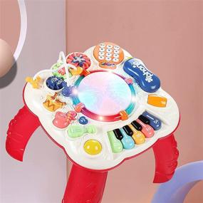 img 3 attached to 👶 Dahuniu Baby Toys for 6-12 months: Learning Musical Table Activity for 1-3 Years Old - Red (11.8 x 11.8 x 12.2 inches)