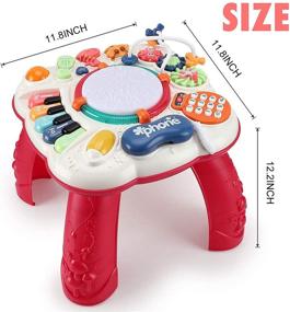 img 1 attached to 👶 Dahuniu Baby Toys for 6-12 months: Learning Musical Table Activity for 1-3 Years Old - Red (11.8 x 11.8 x 12.2 inches)