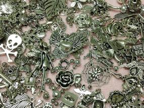 img 2 attached to 📿 PEPPERLONELY Brand: 30pc Assorted Size Antiqued Silver Tone Charms, Bails, Jumprings & Cameo Bezel Kit - Enhance Your Jewelry Crafts!