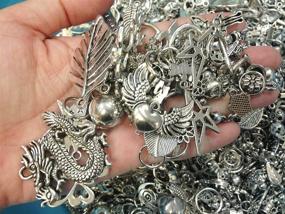 img 1 attached to 📿 PEPPERLONELY Brand: 30pc Assorted Size Antiqued Silver Tone Charms, Bails, Jumprings & Cameo Bezel Kit - Enhance Your Jewelry Crafts!