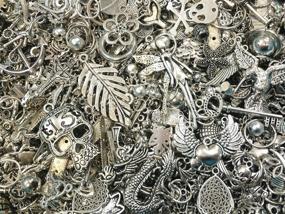 img 4 attached to 📿 PEPPERLONELY Brand: 30pc Assorted Size Antiqued Silver Tone Charms, Bails, Jumprings & Cameo Bezel Kit - Enhance Your Jewelry Crafts!