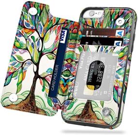 img 4 attached to Premium Leather Wallet Case for iPhone 7, 8, SE2 2020 - Lucky Tree Design