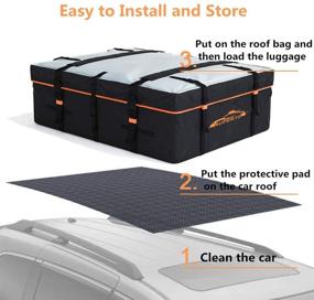 img 2 attached to Enhance Your Car's Storage with AUPERTO Car Rooftop Cargo Carrier Bag - Spacious 19 Cubic Feet Heavy Duty RoofBag with Non-Slip Mats/Lock/Carry Bag - Fits Cars with or Without Rack