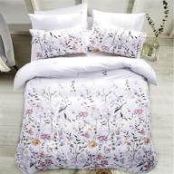 🌸 carisder full/queen floral soft white duvet cover set- 3 piece bedding set (floral queen) logo