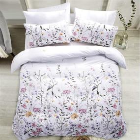 img 4 attached to 🌸 Carisder Full/Queen Floral Soft White Duvet Cover Set- 3 Piece Bedding Set (Floral Queen)