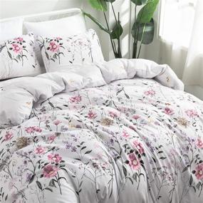 img 3 attached to 🌸 Carisder Full/Queen Floral Soft White Duvet Cover Set- 3 Piece Bedding Set (Floral Queen)