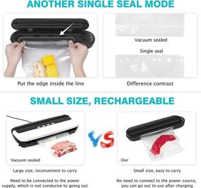 img 2 attached to 🖤 Black Vacuum Sealer Machine - Compact Rechargeable Automatic Food Sealer