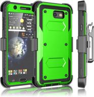 📱 tekcoo galaxy j7 sky pro case, tekcoo galaxy j7 v/j7v/j7 perx holster clip, tshell full body case cover with built-in screen, locking secure swivel belt kickstand phone cover for samsung j7 2017 - green logo