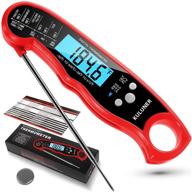 🌡️ kuluner tp-01 waterproof instant read meat thermometer with folding probe, backlight & calibration function - bbq grill, candy, cooking food, liquids, beef (red) logo