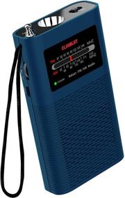 img 4 attached to Portable Pocket AM FM Transistor Radio with Emergency Flashlight, Battery Operated by 1500mah Rechargeable LI-ION (Included), Ultra-Long Antenna for Best Reception in Blue