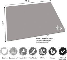 img 2 attached to 🔪 Набор из 3 гибких пластиковых разделочных досок ZVP - разноцветные разделочные коврики, не содержащие ВПФ, противоскользящие, непористые, безопасные в посудомоечной машине - 15x12 дюймов, серые нейтральные цвета