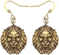 🦁 weveni lion head earrings dangle drop jewelry for girls women ladies gift, alloy antique gold silver plated, stainless steel logo