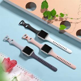 img 3 attached to 🍏 Muranne 5 паков Apple Watch ремешков: Стильные и прочные браслеты для iWatch SE & Series 7/6/5/4/3/2/1, Компактные и прочные силиконовые браслеты для мужчин и женщин.