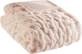 img 3 attached to 🛋️ Madison Park Ruched Luxury Throw: Premium Soft Cozy Faux Fur Blanket for Bed, Couch, or Sofa - 50"x60" Blush