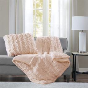 img 4 attached to 🛋️ Madison Park Ruched Luxury Throw: Premium Soft Cozy Faux Fur Blanket for Bed, Couch, or Sofa - 50"x60" Blush