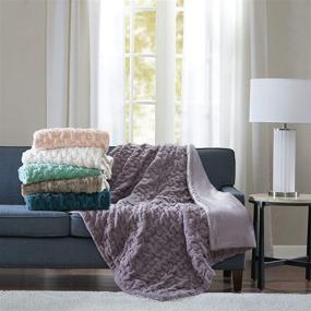 img 2 attached to 🛋️ Madison Park Ruched Luxury Throw: Premium Soft Cozy Faux Fur Blanket for Bed, Couch, or Sofa - 50"x60" Blush
