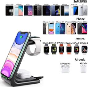 img 1 attached to Fast Wireless Charging Station Dock: 3-in-1 Qi Standard for Apple iWatch Series SE/6/5/4/3/2, iPhone 13/13 Pro/13 Pro Max/12/12 Pro/12 Pro Max/11/X/8, AirPods Pro (with Adapter)