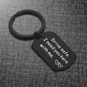 img 1 attached to 🚗 Stylish and Practical: Drive Safe Keychain for Boyfriend - Unique Valentine's Gift