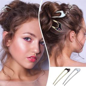 img 1 attached to 💍 Vintage French Style U-Shaped Bride Hairpin Kit for Women – 8-Piece Metal Hair Accessories Set