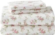 laura ashley home flannel collection sheet set, 100% cotton, ultra-soft brushed flannel, pre-shrunk and anti-pill, machine washable easy care, twin size, audrey design logo