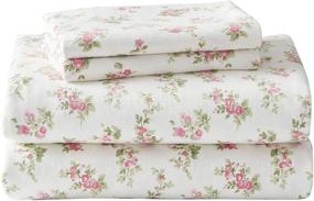 img 4 attached to Laura Ashley Home Flannel Collection Sheet Set, 100% Cotton, Ultra-Soft Brushed Flannel, Pre-Shrunk and Anti-Pill, Machine Washable Easy Care, Twin Size, Audrey Design