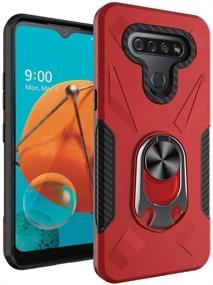 img 3 attached to 📱 Red Oladers for LG K51 Case - Metal Ring Holder, Magnetic Car Kickstand & Tempered Glass Screen Protector Included