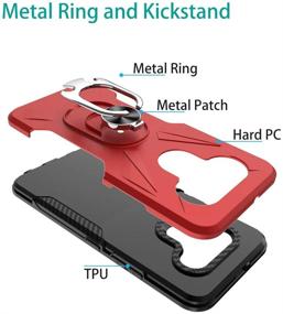 img 1 attached to 📱 Red Oladers for LG K51 Case - Metal Ring Holder, Magnetic Car Kickstand & Tempered Glass Screen Protector Included