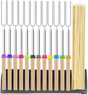 12-pack telescoping rotating marshmallow roasting sticks - 32 inches - extendable smores sticks forks for fire pit, campfire, camping, bonfire, and grill - amestar logo