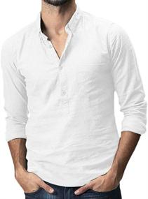 img 3 attached to Рукава Henley Cotton Casual Lightweight