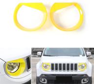 2015-2017 jeep renegade angry bird headlight bezels cover abs trim, rt-tcz front light cover - set of 2 (yellow) logo