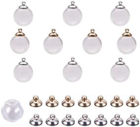 img 4 attached to 🌍 PH PandaHall 30pcs 16mm Mini Clear Glass Globe Bottle Wish Glass Ball Bottles for DIY Pendant Charms Stud Earring Making with 8mm Cap in Silver and Gold