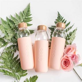 img 3 attached to 🍶 Soma 17 oz. Wide Mouth Glass Water Bottle with Silicone Sleeve - BPA-free, Blush (301-16-01)