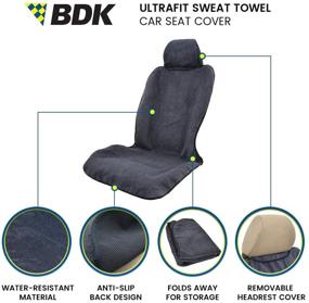 img 3 attached to BDK UltraFit Car Seat Towel Cover: Waterproof Machine-Washable Sweat Protector with Gray Trim - Ideal for Gym, Swimming, Surfing, Running & Crossfit - Universal Fit for Auto, Truck, Van, and SUV