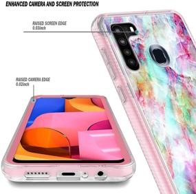 img 2 attached to 📱 E-Began Samsung Galaxy A21 Case with Built-in Screen Protector: Full-Body Shockproof Rugged Bumper Cover, Impact-Resist Marble Design Fantasy - Buy Now!