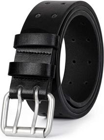 img 4 attached to Premium Genuine Leather Double Prong Belt for Men