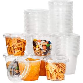 img 4 attached to 🥣 Leakproof, BPA Free 5.5oz Souffle Cups and Lids 100ct: Stackable Portion Containers for Sampling, Salad Dressing, Sauces or Jello Shots - Perfect for Restaurants, Catering & Delis