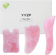 yyzp gua sha tool set with natural rose quartz stone scraping board 🧖 for facial, eye, neck, and body scraping, massage skin care spa acupuncture treatment (3 pcs) logo