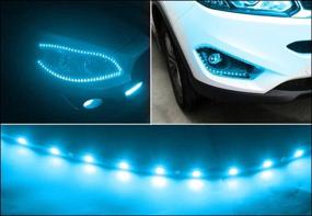 img 2 attached to 🚗 Upgrade Your Car's Style with XT AUTO Ice Blue 12v 15 Led 30cm Car Flexible Waterproof Underbody Light Strip Pack of 20