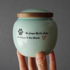 img 2 attached to 🐾 CELADON Small Pet Urns for Dogs and Cats Ashes - Delicate Dreamy Blue Design with Eternal Love - 4.2X3.8Inch, 15.6 cu/in