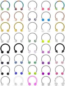 img 4 attached to 40PCS Stainless Steel Horseshoe Rings Clicker Septum Rings Hoop - Glow in The Dark - Pear Round Clear CZ Tragus Cartilage Earrings - Women's Body Piercing Jewelry, 16G