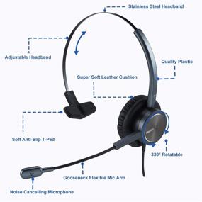 img 3 attached to 🎧 Optimized Call Center Headset with RJ9 & 3.5mm Connectors for Landline Deskphone, Smartphone, PC Laptops – Mono Office Telephone Headset with Noise Canceling Microphone for Yealink, Grandstream, Snom