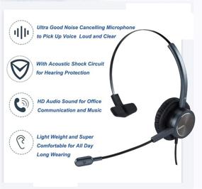 img 2 attached to 🎧 Optimized Call Center Headset with RJ9 & 3.5mm Connectors for Landline Deskphone, Smartphone, PC Laptops – Mono Office Telephone Headset with Noise Canceling Microphone for Yealink, Grandstream, Snom