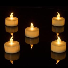 img 1 attached to Realistic Battery Powered LED Tea Lights Candles (50 Pack) – Flameless, Fake Candles with Bright, Flickering Light